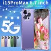 I15 Pro Max 5G phone 16GB RAM 1TB ROM Android 12.0 Max 128G 6.54Inch Screen 5MP 16MP Camera 5000mAh Battery Dual Sim Card Mobile Smart Phone Col.Purple
