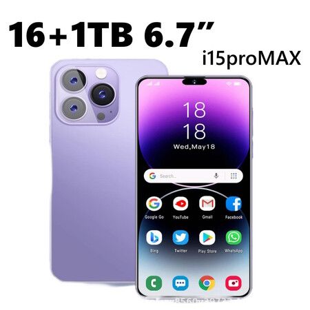 I15 Pro Max 5G phone 16GB RAM 1TB ROM Android 12.0 Max 128G  6.54Inch Screen 5MP 16MP Camera 5000mAh Battery Dual Sim Card Mobile Smart Phone Col.Purple