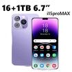 I15 Pro Max 5G phone 16GB RAM 1TB ROM Android 12.0 Max 128G 6.54Inch Screen 5MP 16MP Camera 5000mAh Battery Dual Sim Card Mobile Smart Phone Col.Purple