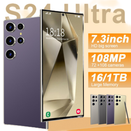 S24Ultra 7.3inch  WITH Spen 4G 5G Phone 10cores 16G+1TB 72MP 108MP Cameras Android 14 Dual Cards With Pen Max 256g Memory Expansion 6800mAh Battery Cellphone Smart phone
