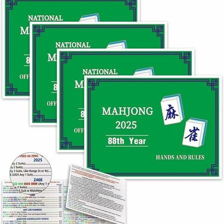 4Packs Easy Learn Mahjong Cards 2025 Large Size Standard Hands and Rules for Family Fun and Senior Entertainment