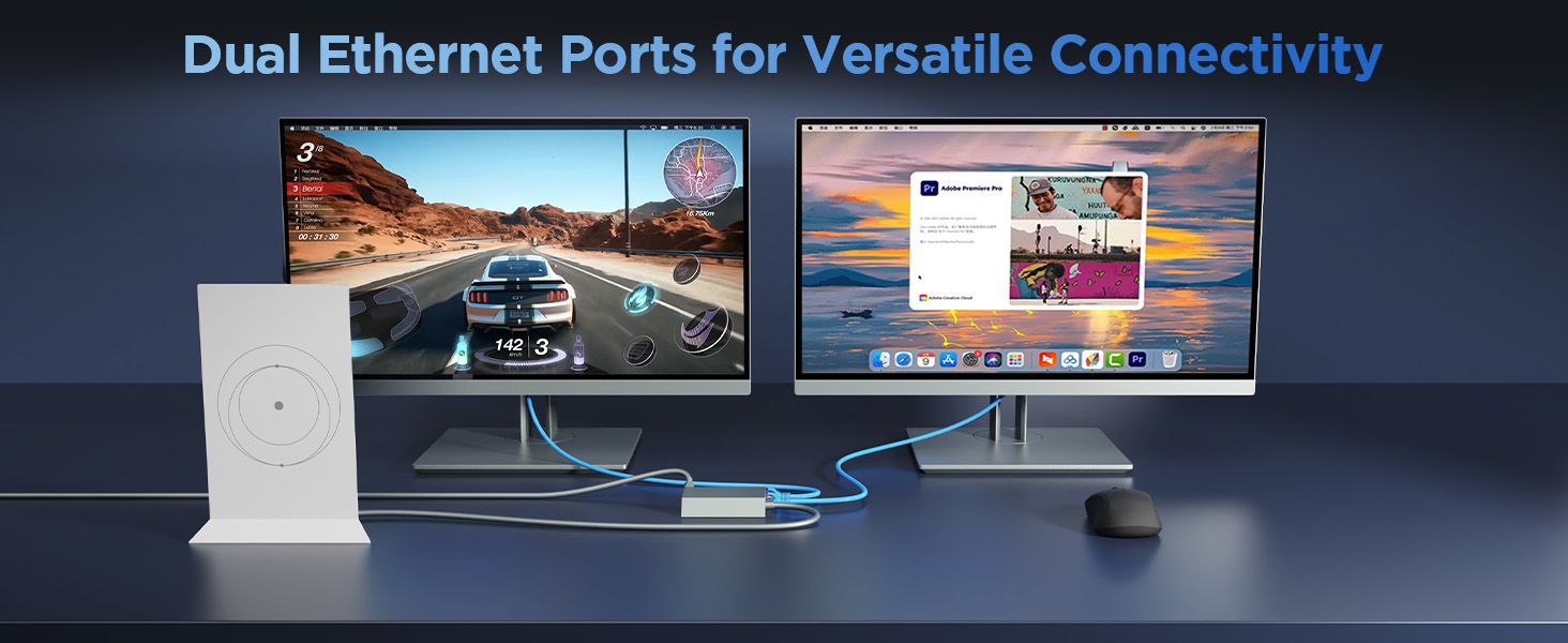 Multi Ports Starlink Ethernet Adapter for Starlink Gen 2 Wired External Network,2 Ports Starlink Ethernet Adapter 1 to 2,Up to 1 Gbps