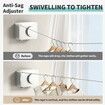 Retractable Clothesline Indoor Outdoor Wall Mounted Clothes Line Retracting Heavy Duty Clothes Drying Laundry Line Stainless Steel Line Color White