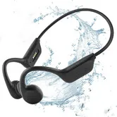 Swimming Headphones Waterproof Underwater Bone Conduction Headphones for Swimming Bluetooth Open Ear Bone Conducting with 32GB MP3 for Sport Running(Black)