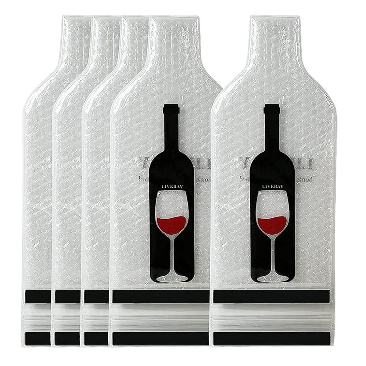 5 Pack Reusable Wine Bag for Travel Wine Bottle Protector Sleeve for Airplane Car Cruise Protection Luggage Leak Proof