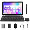 Android 14 Tablet 10 Inch Octa Core 3GB RAM 32GB ROM Expand To 1TB 6000mAh Battery  HD Screen Keyboard  Mouse Writing PEN Included Color White