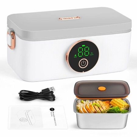 Cordless Electric Lunch Box,1L Self Heating Lunch Box Battery Powered,Battery Powered for Car,Office,Travel,Picnic,A Heartwarming Gift
