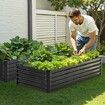 Metal Raised Garden Bed 6x3x1.5ft Outdoor Galvanized Planter Box Dark Gray