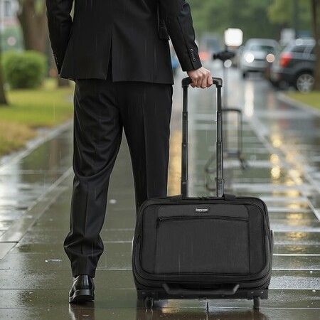 Rolling Laptop Bag 43.94 cm Wheeled Computer Bag for Women & Men Black