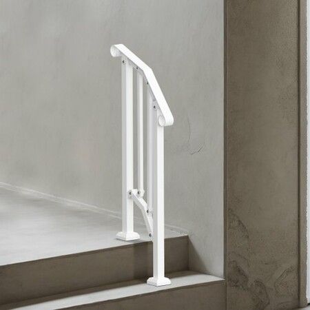1-2 Step Handrails for Outdoor for Seniors Porch Deck Retro Arch White