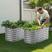 Metal Raised Garden Bed 4x2x2 ft Outdoor Galvanized Planter Box Silver