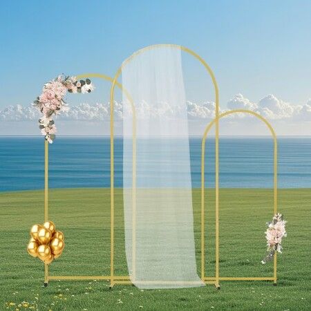Metal Arch Backdrop Stand Set of 3 Stand with Case Connection for Wedding