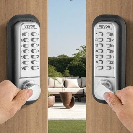Mechanical Keyless Entry Door Lock 14 Key Mechanical Keypad Lock Sliver