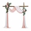 Artificial Wedding Arch Flowers Kit Pink With 2 Pcs Flowers 2 Pcs Drapes