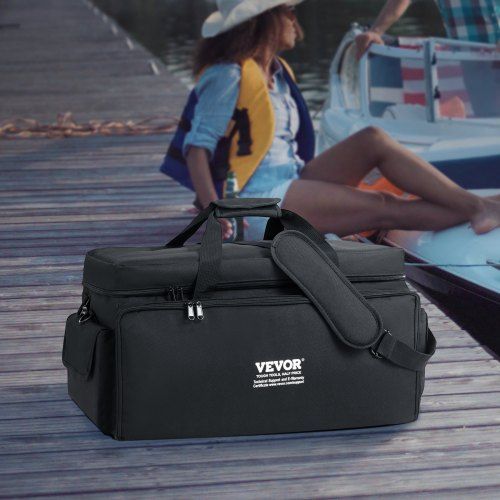 DJ Cable File Bag 1200D Oxford Fabric DJ Gig Bag with 9 Detachable Divider 4.92 ft Padded Shoulder Strap Plastic Bottom Pad 600x300x325 mm DJ Wire Bag