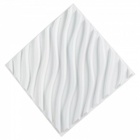 3D Wall Panels 12-Pack 50 x 50 cm PVC 2.97 m² Coverage Wave Matte White