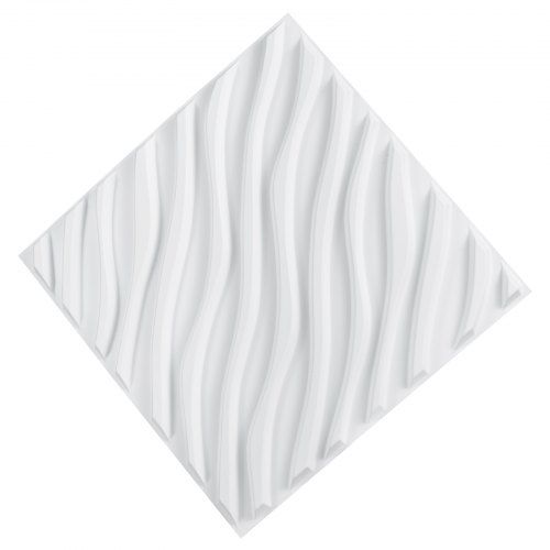 3D Wall Panels 12-Pack 50 x 50 cm PVC 2.97 m² Coverage Wave Matte White