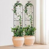 2 Packs Metal Garden Trellis for Climbing Plant Support 60x15 in Rustproof