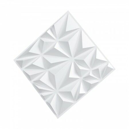 3D Wall Panels 33-Pack 30x30 cm PVC 2.97 m² Coverage Diamond Matte White