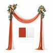 Artificial Wedding Arch Flowers Kit Orange With 2 Pcs Flowers 2 Pcs Drapes