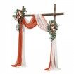 Artificial Wedding Arch Flowers Kit Orange With 2 Pcs Flowers 2 Pcs Drapes