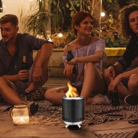 Tabletop Fire Pit 6 inch Stainless Steel Fireplace Indoor Outdoor Black
