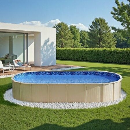 Oval Pool Liner 12x24ft Overlap Style Pool Liner 54in Wall Height