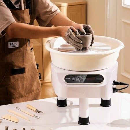 Pottery Wheel 11 inch Pottery Forming Machine 450W Electric Wheel for Pottery with Foot Pedal and LCD Touch Screen Direct Drive Ceramic Wheel