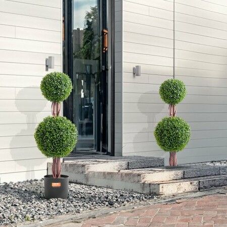 2 Pack 91.4cm Artificial Boxwood Topiary Tree Faux Plant UV Decor In/Outdoor