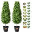 2 Pack 91.4cm Artificial Boxwood Topiary Tree Faux Plant UV Decor In/Outdoor