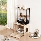 Cat Litter Box Enclosure Litter Box Furniture Hidden 2 Shelves & 2 Baskets