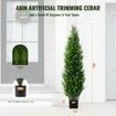 2 Pack 4' Artificial Cedar Topiary Tree Faux Plant UV Decor In/Outdoor