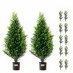 2 Pack 3' Artificial Cedar Topiary Tree Faux Plant UV Decor In/Outdoor