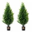 2 Pack 3' Artificial Cedar Topiary Tree Faux Plant UV Decor In/Outdoor