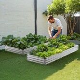 Metal Raised Garden Bed 12x4x1 ft Outdoor Galvanized Planter Box Silver