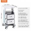 3 Tiers Lab Carts Mobile Medical Cart with 2 Drawers & 1 Top Tray White