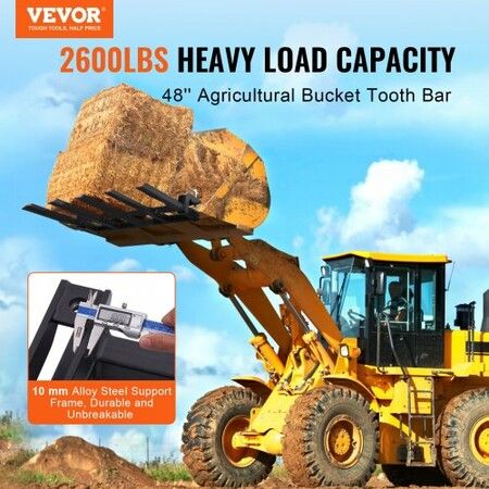 Clamp on Debris Forks to 1200 mm Bucket 1200 kg Capacity Heavy Duty Clamp on Pallet Forks Attachments Fit