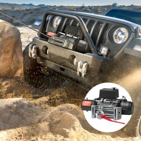 Electric Winch Truck 6123 kg Steel Cable IP65 Waterproof Remote Control