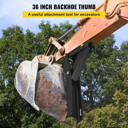 Backhoe Excavator Thumb Attachments 91.44 cm  Adjustable Extreme Weld On Backhoe Thumb Hoe Clamp 1.27 cm Inch Teeth Thick Steel Plate 16MM