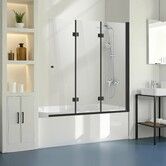 Bathtub Shower Door 1295 x 1422 mm Frameless Foldable Tub Shower Door