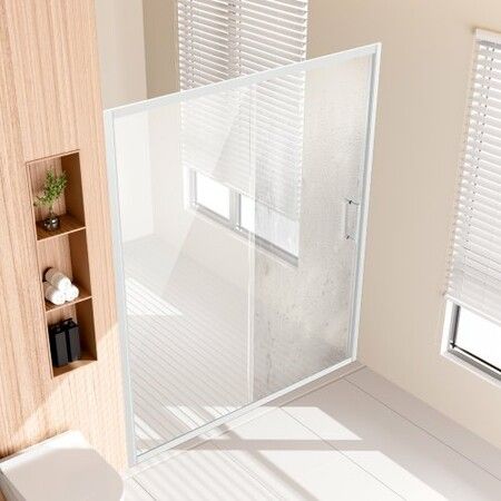 Semi-frameless Shower Door 57.7-59" x 70" SGCC Tempered Glass 1/4" Chrome