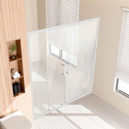 Semi-frameless Double Sliding Shower Door SGCC Tempered Glass 1/4" Chrome