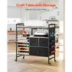 Rolling Craft Cart and Storage Table with 20 Vinyl Roll Holders 3 Drawers Black