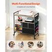 Rolling Craft Cart and Storage Table with 20 Vinyl Roll Holders 3 Drawers Black