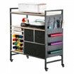 Rolling Craft Cart and Storage Table with 20 Vinyl Roll Holders 3 Drawers Black