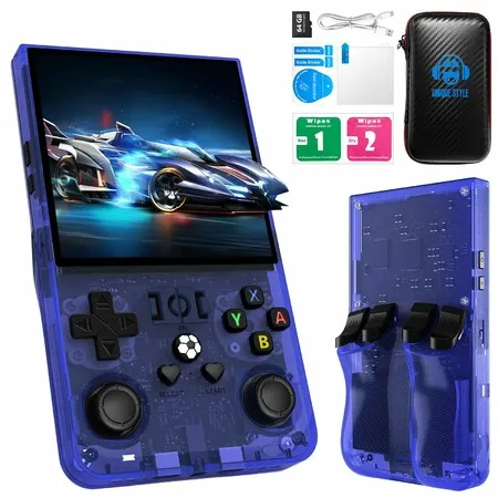 R36MAX Retro Handheld Game Console with 64G Built-in 18000+ Classic Games,Portable Hand Held Open Source Linux System 4.0-in 4k HD IPS Screen Video Player