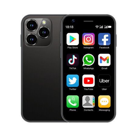 4GLte Pocket Smartphone 3GB+64GB 3.0 Inch Mini Quad Core Dual Sim Unlocked Android 10.0 Phone Bluetooth Mobile Cellphone (Black)