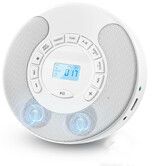 Portable CD Player with Dual Stereo Speakers Rechargeable with Bluetooth Transmitter with Headphone Jack AUX,White