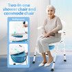 Commode Shower Chair Toilet 2in1 Medical Bath Stool Bathroom Bedside Seating Furniture Folding with Back Arms for Elderly Mobility Disability Aid