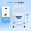 Commode Shower Chair Toilet 2in1 Medical Bath Stool Bathroom Bedside Seating Furniture Folding with Back Arms for Elderly Mobility Disability Aid
